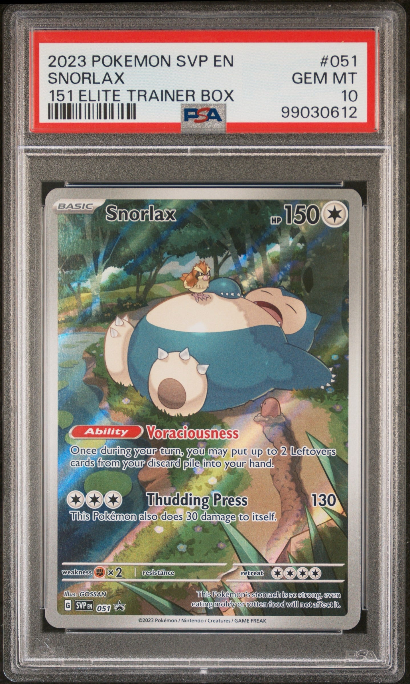 2023 POKEMON SVP051 BLACK STAR PROMO SNORLAX ELITE TRAINER BOX PSA 10
