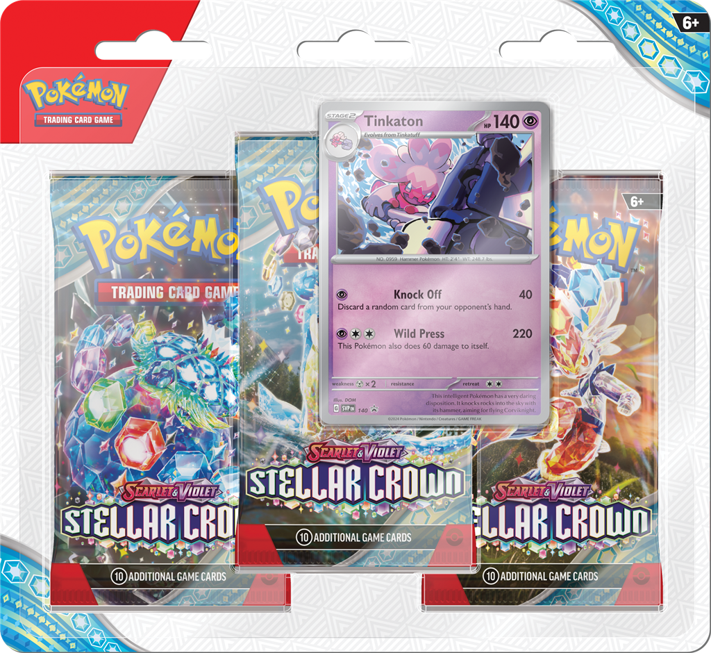 Pokémon Scarlet & Violet Stellar Crown 3 Pack Blister Tinktaton