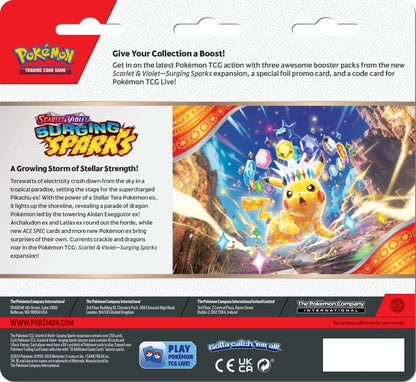 Pokémon Scarlet & Violet Surging Sparks 3 Pack Blister Zapdos