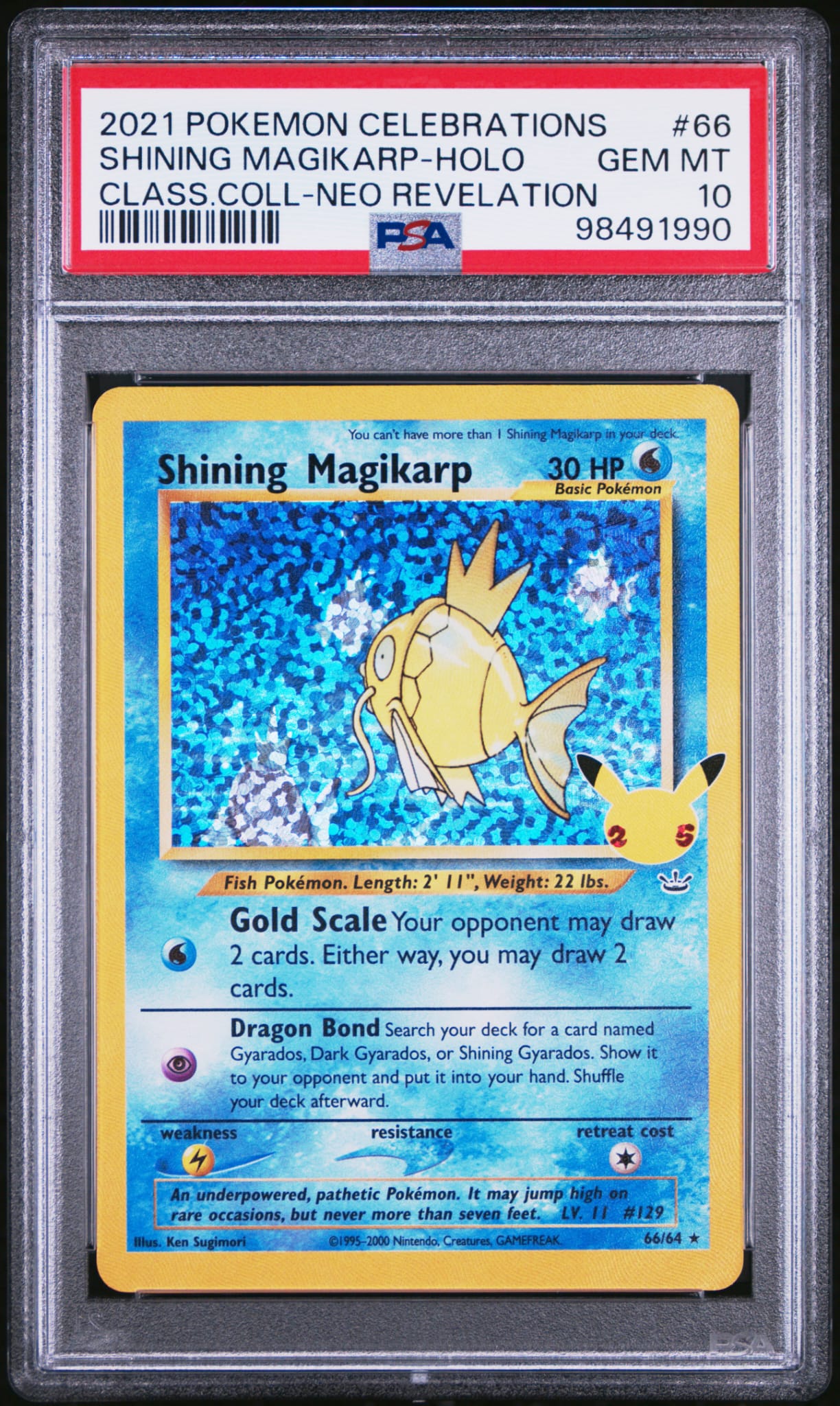 2021 POKEMON CELEBRATIONS CLASSIC COLLECTION #66 SHINING MAGIKARP-HOLO PSA 10