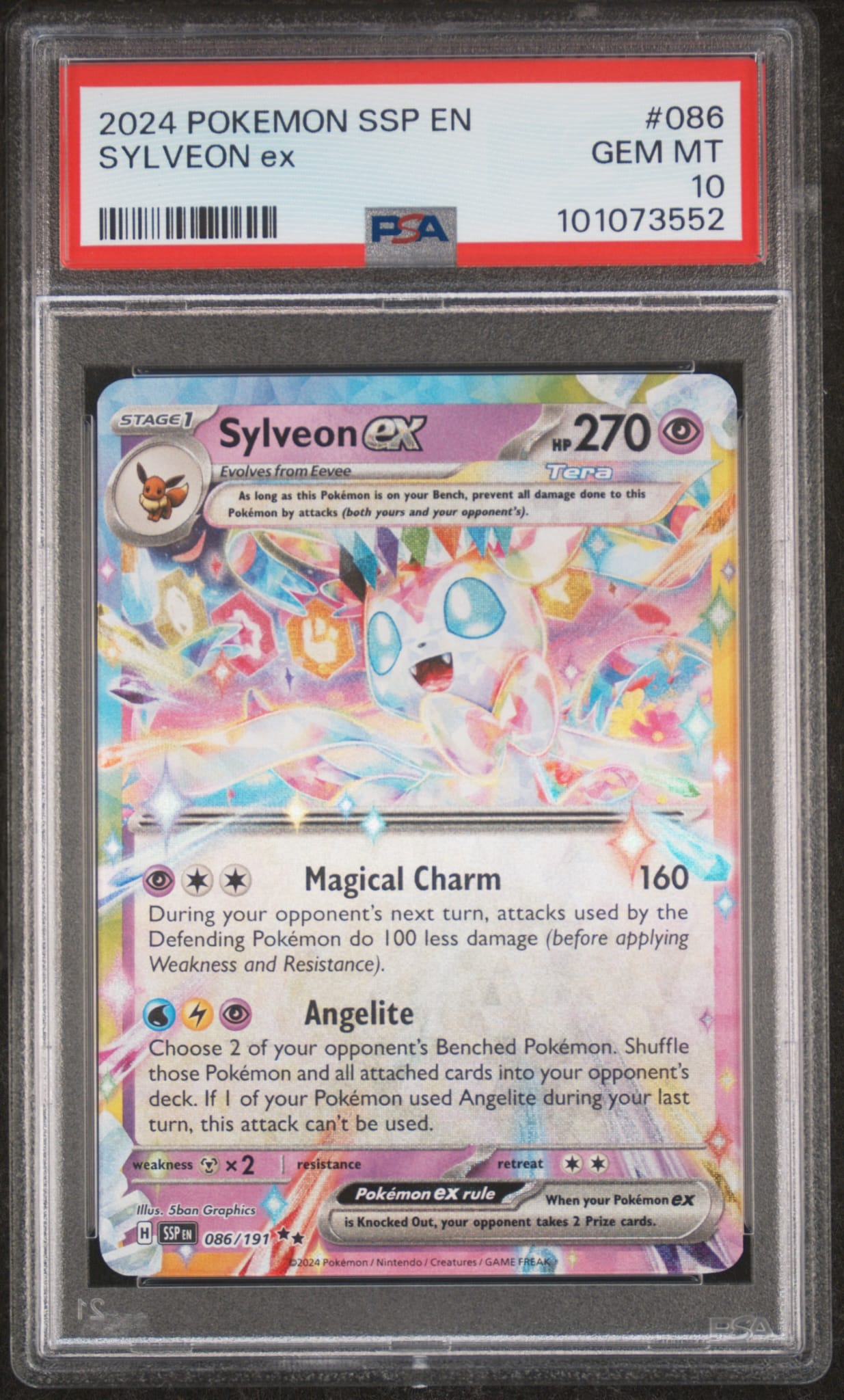 2024 POKEMON EN-SURGING SPARKS #086 SYLVEON EX PSA 10