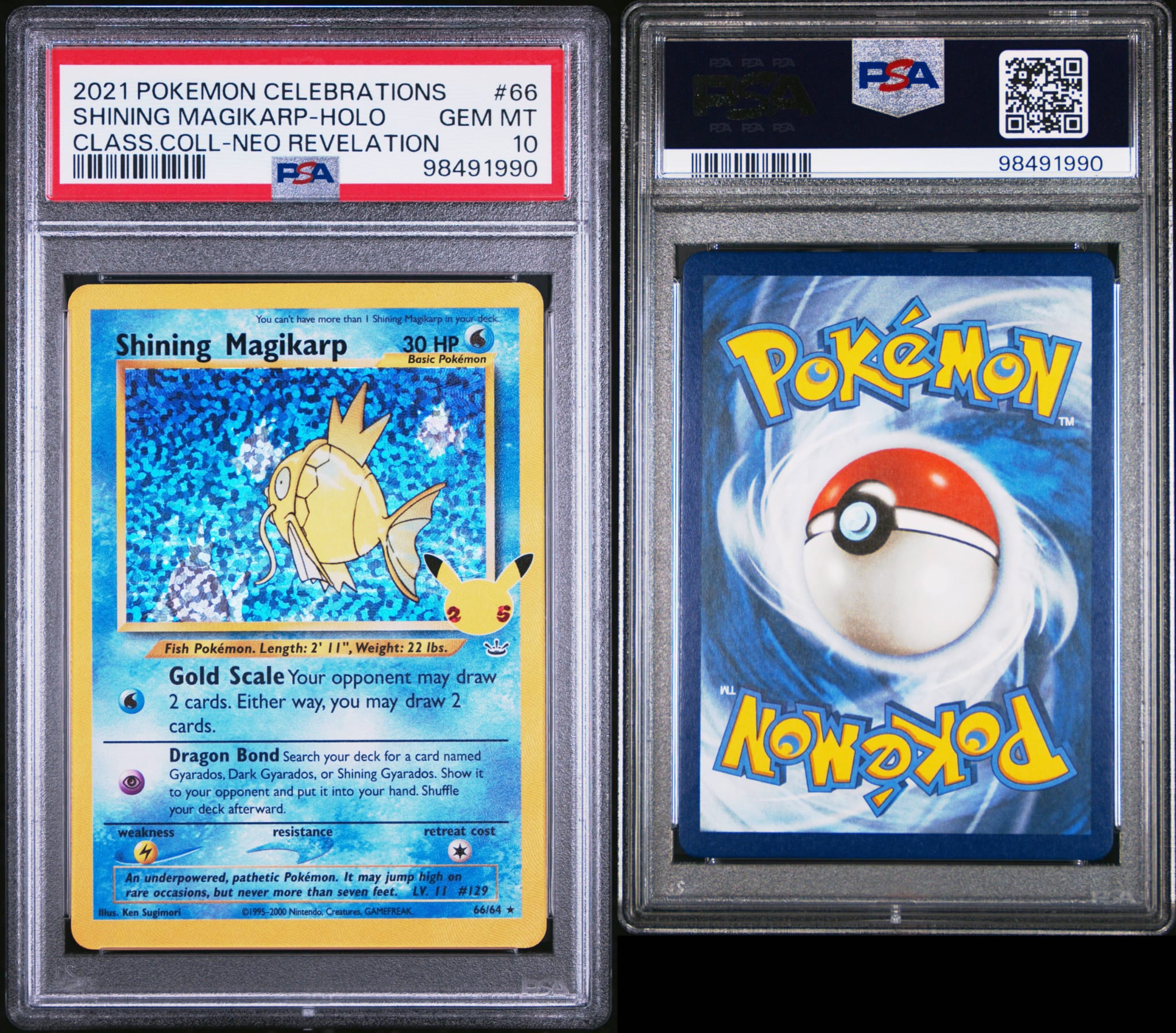 2021 POKEMON CELEBRATIONS CLASSIC COLLECTION #66 SHINING MAGIKARP-HOLO PSA 10