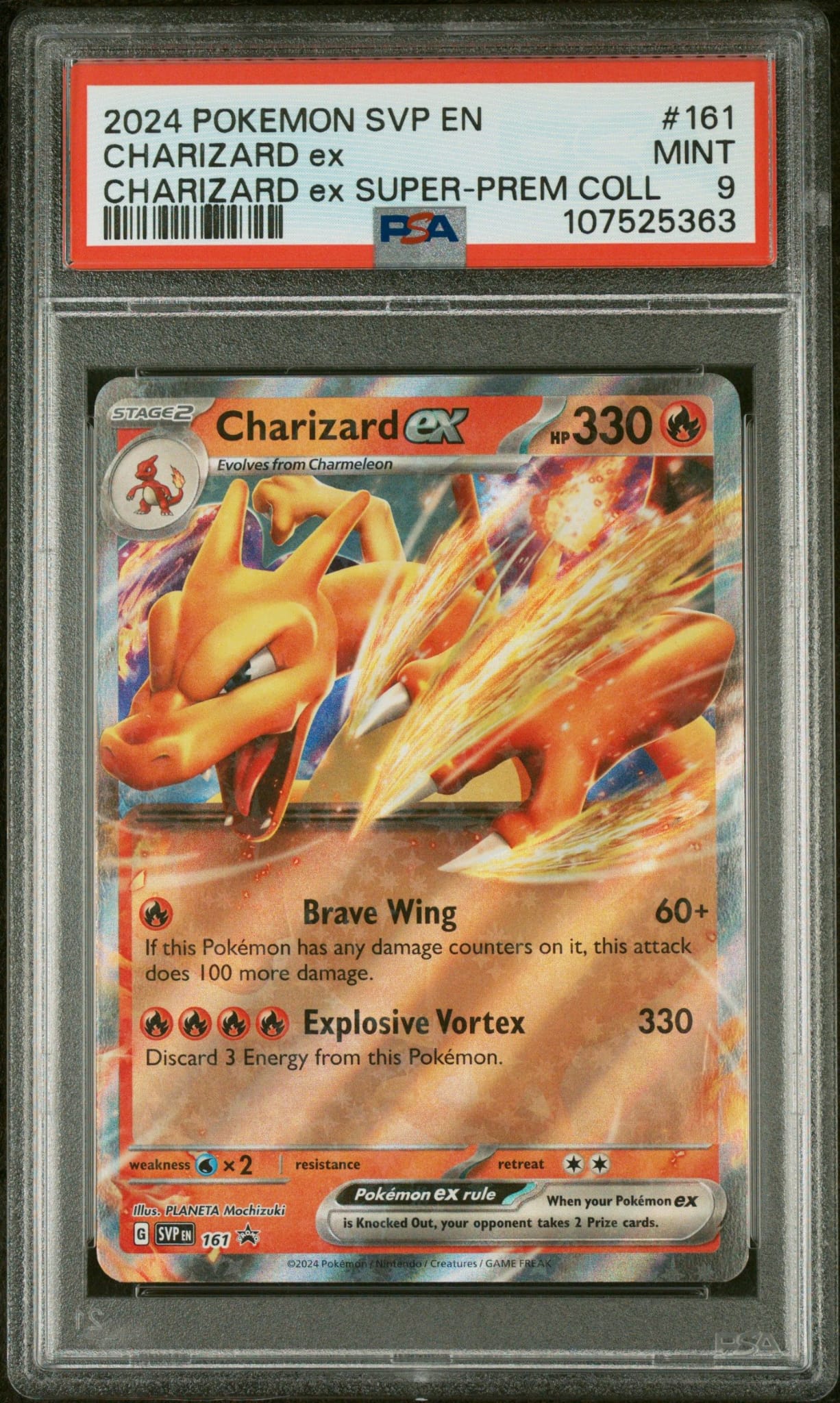 2024 POKEMON SVP EN-SV BLACK STAR PROMO #161 CHARIZARD EX CHARIZARD EX SUPER-PREM COLL PSA 9